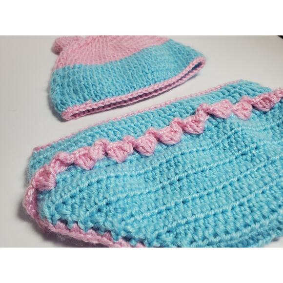 Newborn Baby Photo's Outfit Hand Crocheted Owl Hat & Diaper Cover Set 0-9 months - Picture 4 of 5